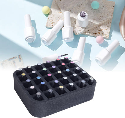 2 Pack Nail Polish Organizer Holder Foam Pad with Slots for Storage 60 Bottles (15ml/0.5fl.oz) Nail Polish or Essential Oil Tray for Drawers Black