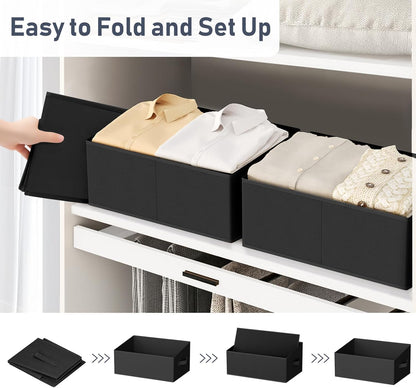 DIMJ Closet Storage Bins - Fabric Storage Baskets for Shelves, Collapsible Closet Organizers and Storage with Handles, Trapezoid Shelf Organization Storage Cubes for Purse, Toys, Books, Towel, Socks