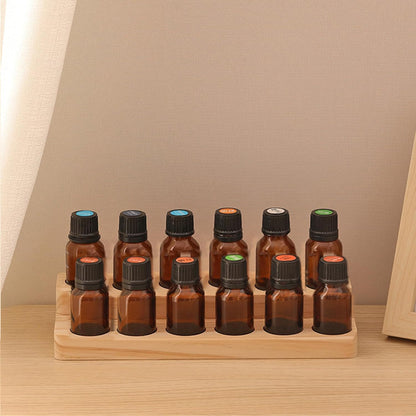 Essential Oil Display Stand 4 Tier Essential Oil Holder Solid Wood Essential Oil Rack for 24 Bottles Tabletop Display Holder Bottle Organizer for 5-20ml Bottles Display for Essential Oils