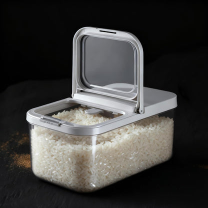 LivLab Mker Rice Storage Container -10Lbs/1.3Gal/6KG Rice Container Airtight Grain Dispenser Kitchen Pantry Organizer with Measuring Cup, BPA-Free, Clear Design for Dry Food