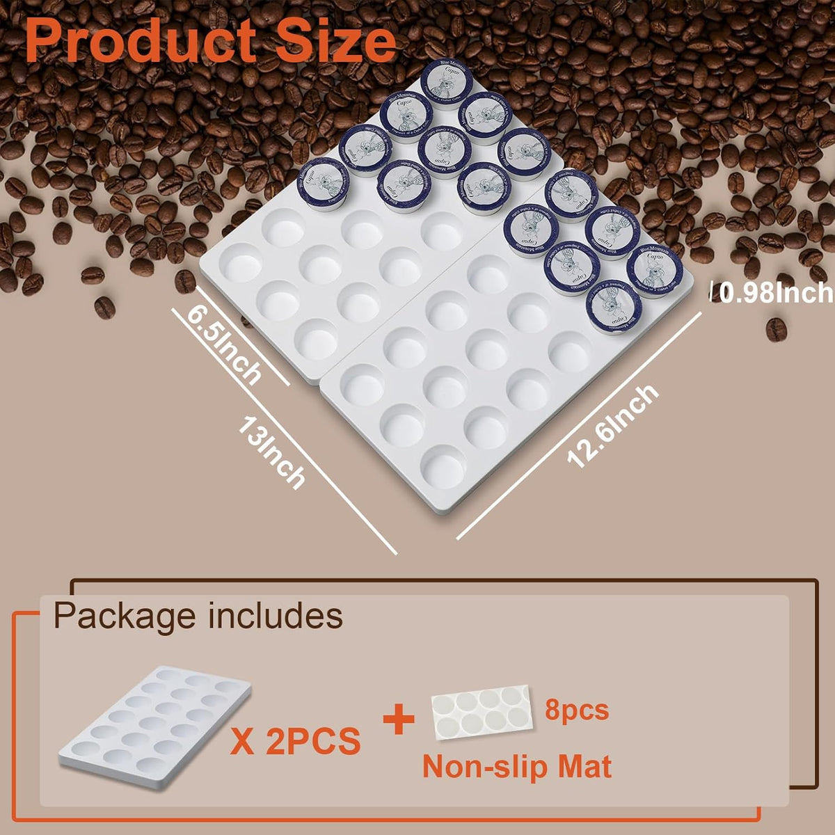 RMAIEYOO Coffee Pod Storage Organizer for Kitchen Drawer, Holds 36 K Cup Pods, Premium Plastic Tray with Non-Slip Mat, Space-Saving Drawer Organizer for Keurig Coffee Capsules