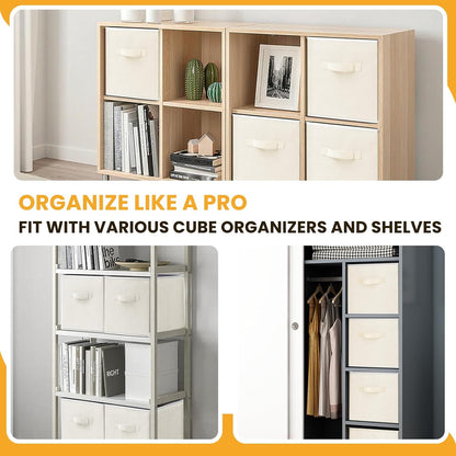 Criusia Large Storage Cubes, 13x13 Cube Storage Bins (Set of 10), Fabric Collapsible Storage Bins with Dual Handles, Foldable Cube Baskets for Shelf, Closet Organizers and Storage Box (Grey)