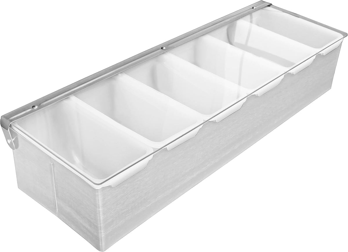 New Star Foodservice 48032 Stainless Steel Condiment Dispenser with 5 Compartments (No Ice Tray)