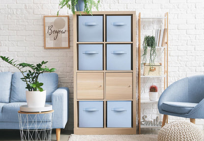 Sorbus Foldable Storage Cubes - 6 Fabric Baskets for Organizing Pantry, Closet, Shelf, Nursery, Playroom, Toy Box, Cubby -11 Inch Dual Handle Collapsible Closet Organizers and Storage Bins (Navy Blue)