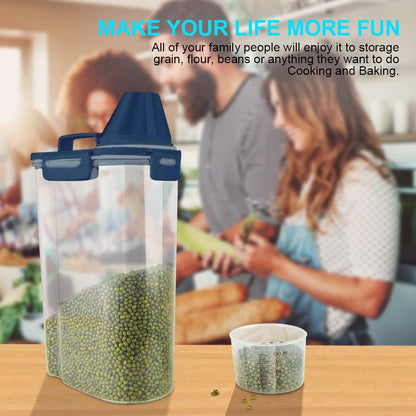 Uppetly Rice Airtight Dry Food Storage Containers, BPA Free Plastic Storage Bin Dispenser with Pourable Spout, Measuring cup for Cereal, Flour and Baking Supplies, Include a Stainless Steel Whisk