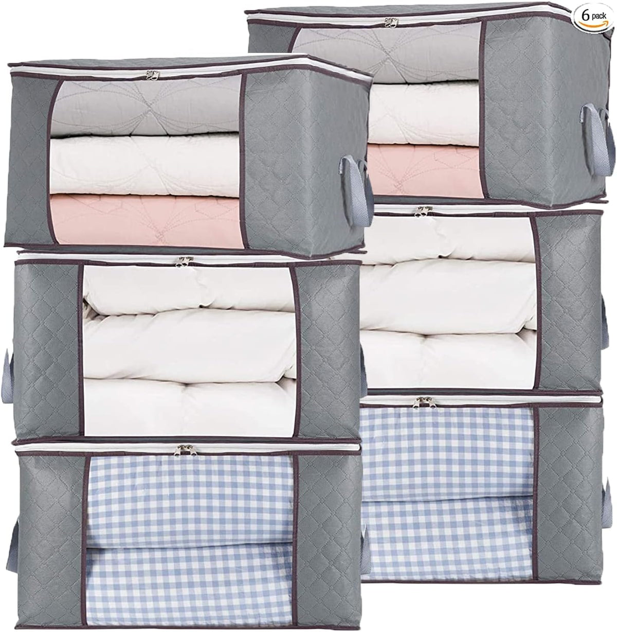 combocube Zippered Storage Bag for Closet King Comforter, pillow, quilt, bedding, Clothes, Blanket Organizers with Large Clear Window & Carry Handles Space Saver