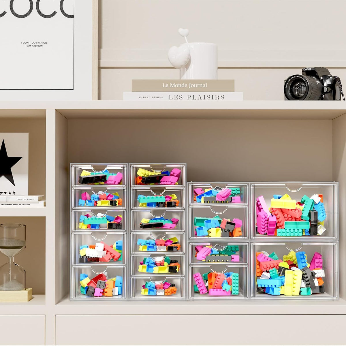 Acrylic Makeup Organizer with 13 Drawers, Bathroom Counter Organizer, Acrylic Organizers, Desk Organizer, Office Supplies, Storage Drawers for Cosmetic, Pencil, Coffee, etc 3 Pack