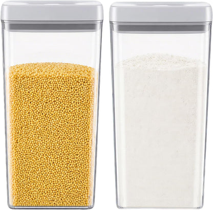 UFORU Food Storage Containers with Twist-lock Lids,2.6Qt 2Pcs Airtight Food Storage Containers, BPA-Free Stackable Kitchen Pantry Organizers and Storage, Rotary Opening Flour and Sugar Container Sets