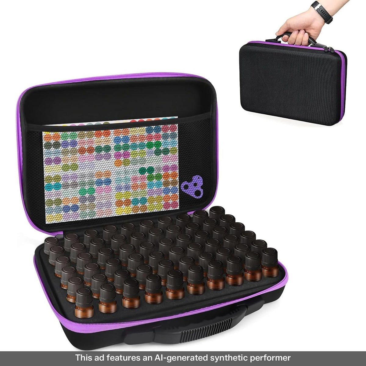 Essential Oil Storage Organizer,60 Bottle Essential Oils Case, Essential Oils Holders Organizer Essential Oil Bag Holds 5- 15ml Oils Bottle,Compatible with do Terra,Young Living,Vallejo,Army Painter