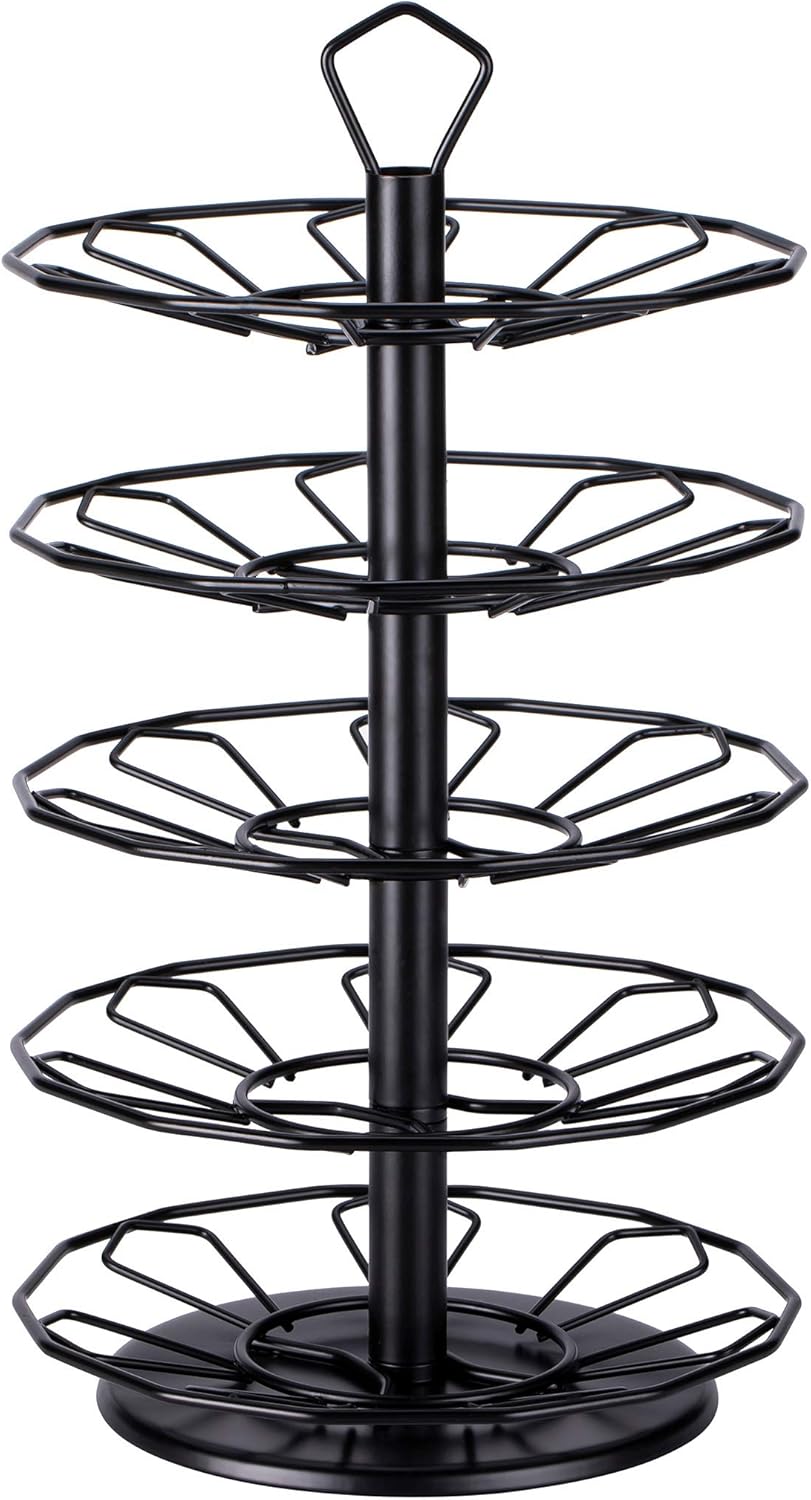 FlagShip K cup Holder Carousel 3 Tier for Keurig Pod Holder Metal DIY Install Small for K-cup Storage Stand 21 K Pod Storage