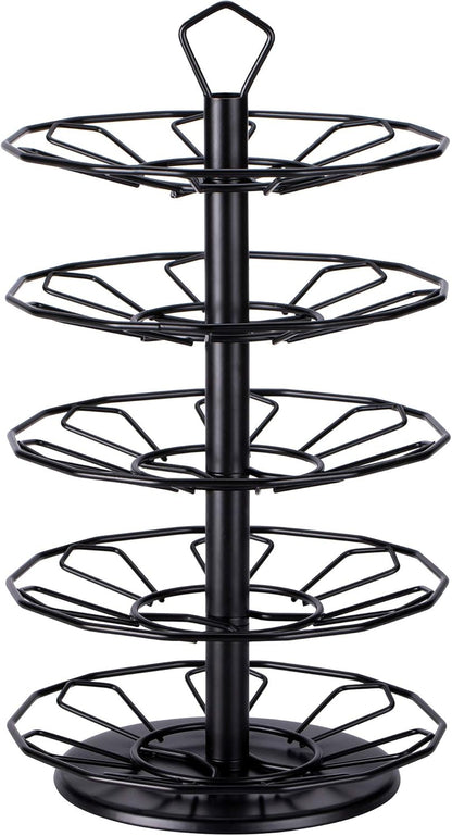 FlagShip K cup Holder Carousel 3 Tier for Keurig Pod Holder Metal DIY Install Small for K-cup Storage Stand 21 K Pod Storage