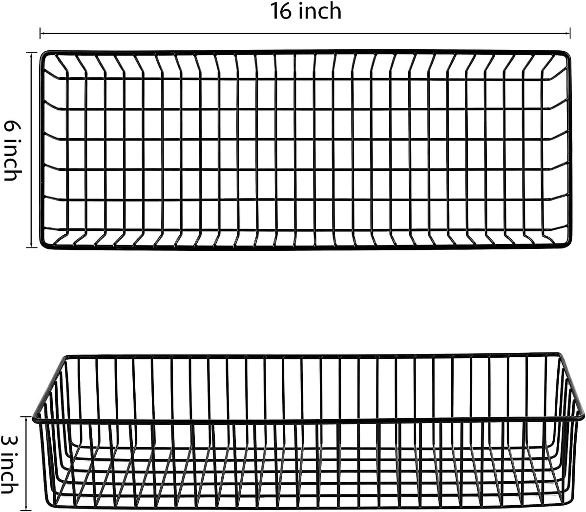 3 Pack Extra Large Wire Basket with Metal Handles, Metal Basket for organizers and storage, Wire Storage Baskets for Pantry, Cabinet, Fridge, Kitchen, Wardrobe, Garage, Bathroom, Black