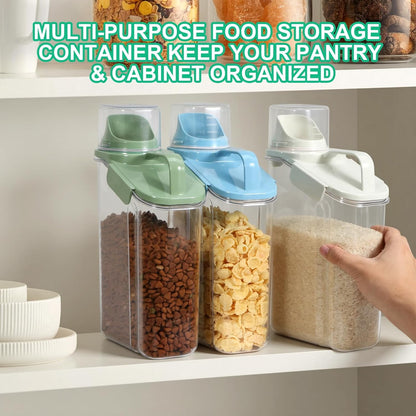 TBMax Rice Container Cereal Storage Container 2 Pack 5 Lbs, Kitchen Pantry Dry Food Storage Holder with Easy-Pouring Spout & Handy Cup, Small Pet Dog Cat Food Dispenser for Daily Feeding -Grey