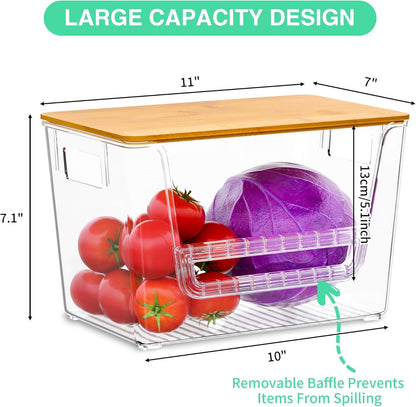 2 Set Pantry Organizers,Stackable Potato and Onion Storage Bins with Bamboo Lids,Trash Bag Dispenser for 4-13 Gal Bags,kitchen Countertop Organizer for Produce or Snacks