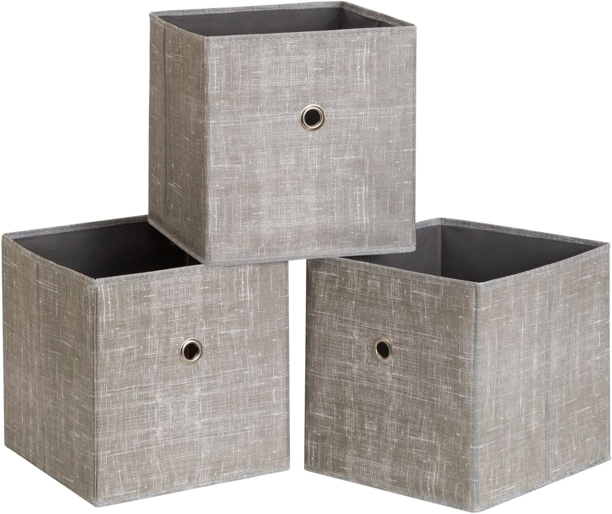 Black Foldable Storage Cubes Bins ,11 Inch Cloth Storage Cube Fabric Storage Box Cubes Organizer Baskets with Handles for Home Organizer Set of 3 (Black)