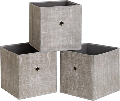 Black Foldable Storage Cubes Bins ,11 Inch Cloth Storage Cube Fabric Storage Box Cubes Organizer Baskets with Handles for Home Organizer Set of 3 (Black)