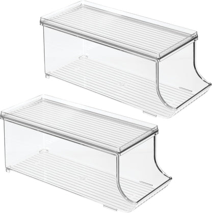 iDesign Soda Can Organizer with Lid for Pantry or Refrigerator - Set of 2 - Clear - Made in USA