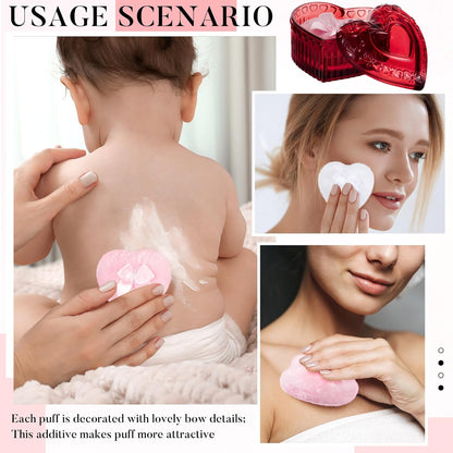 Tioncy 3 Pcs Large Body Powder Puff and Container Valentine's Day gift Powder Container with Puff Crystal Case Soft Washable Reusable Velour Face Body Glitter Wet Dry Makeup (Classic,Clear)