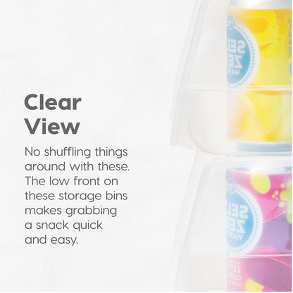 IRIS USA Clear Plastic Stackable Storage Bins, Large-, Open Front Fridge Pantry Kitchen Closet Cabinet Bathroom Organizer Basket for Organizing Snack, Cans, Office Supplies, and Coffee Pods