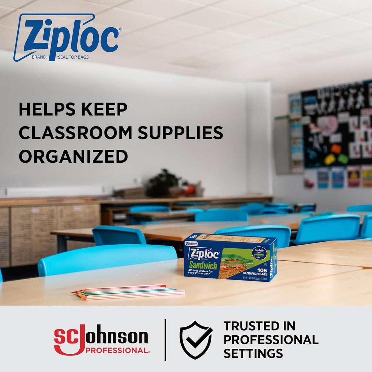 Ziploc Sandwich and Snack Bags with EasyGuide Texture, Plastic Storage Bags with Grip 'n Seal Technology, 270 Bags Total