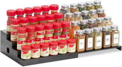 SpaceAid 4 Tier Bamboo Spice Rack Organizer for Cabinet, Kitchen Pantry Spices Storage Rack for Cabinets Organization, Home Seasoning Tiered Can Goods Racks Wood Shelf Organizers (4 Tier, Natural)