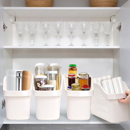 Coloch 4 Pack Plastic Under Sink Organizer with Wheels, Roll Out Bottle Organization Bins Narrow Kitchen Cabinet Organizers Multifunctional Plastic Organizer Basket for Under Sink, Kitchen, Bathroom