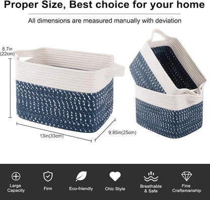 OIAHOMY Storage Basket, Woven Baskets for Storage, Cotton Rope Basket for toys,Towel Baskets for Bathroom - Pack of 3, Gradient Yellow