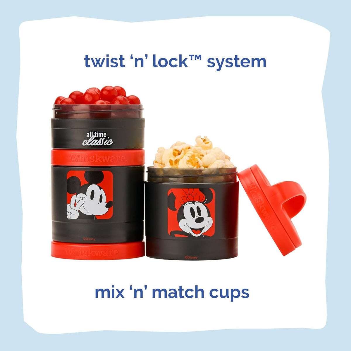Whiskware Bluey Stackable Snack Containers for Babies, Toddlers, and Kids, 3 Stackable Snack Cups for School and Travel, Cupholder Friendly, Bluey and Bingo! Let’s Do This!
