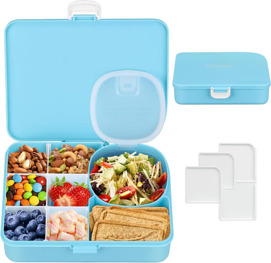 wiwens Snack Box Containers for Kids Adults 2PCS Reusable Snackle Boxes with Adjustable Dividers Airtight Snack Organizers with Compartents Toddler Bento Lunch Box LeakProof for Office,School,Outdoor