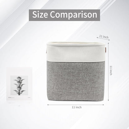 Bagnizer Large Fabric Storage Baskets | 50L Storage Bins, Decorative Linen Closet Baskets with Handles for Organizing, Shelf, Toys, Clothes, Home, Office, Nursery, 17x12x15Inches (Grey&White)