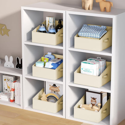 DIMJ Closet Storage Bins - Fabric Storage Baskets for Shelves, Collapsible Closet Organizers and Storage with Handles, Trapezoid Shelf Organization Storage Cubes for Purse, Toys, Books, Towel, Socks
