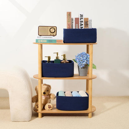 MiniArk Small Storage Baskets for Organizing | Closet Organizer Bins | Shelf Toy Basket | Woven Rope Baskets | Cube Decorative Box | Shallow Basket | L11.5xW7.5xH4.7| Brown