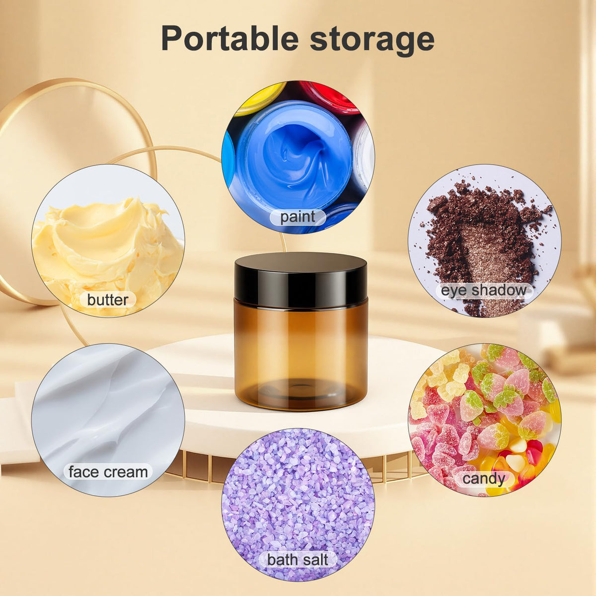 Loretoy 36 Pack 2 OZ Plastic Jars with Lids, BPA Free, Reusable, Refillable Transparent Cosmetic Containers for Bath Salts, Cosmetics, Powders, Beauty Product and Small Accessories