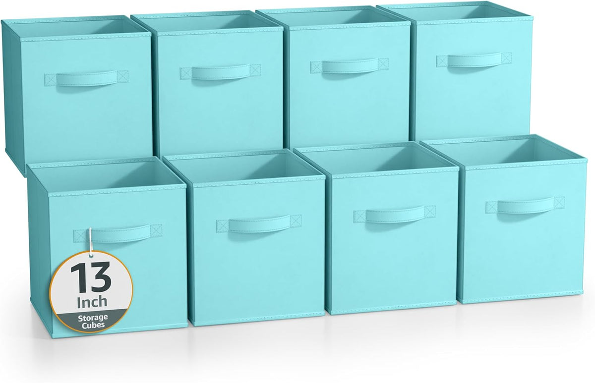 Sorbus Fabric Storage Cubes - 8 Foldable Storage Bins for Organizing Pantry, Cubbies, Toy Box - Clothes Storage & Closet Organizer - 11 Inch Collapsible Cube Baskets for Shelves with Handle