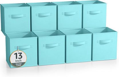 Sorbus Fabric Storage Cubes - 8 Foldable Storage Bins for Organizing Pantry, Cubbies, Toy Box - Clothes Storage & Closet Organizer - 11 Inch Collapsible Cube Baskets for Shelves with Handle