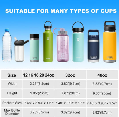 RRegeny Water Bottle Holder with Strap for Hydroflask 32oz 40oz, Carrier Sling Bag with Phone Pocket Water Bottle Sleeve for Men Women Hiking Camping Travelling