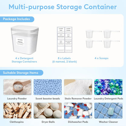 Lifewit Laundry Pods Container with Pop-up Lid, Laundry Room Organization, Dryer Sheet Holder for Washing Powder Scent Booster Beads, 2700 +2000ml/0.72+0.5gal,3 Pcs