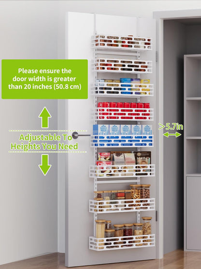 6-Tier Over the Door Pantry Organizer, Pantry Organization And Storage, Hanging Storage Organizer Spice Rack Metal Shelving for Home & Kitchen, Office Laundry Room Bathroom Black
