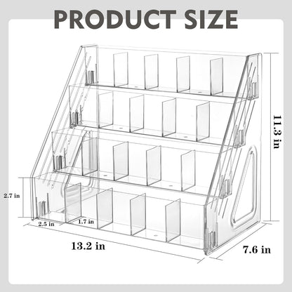 3-Tier Acrylic Drink Packet Organizer with 15 Compartments, Sugar Packets Drink Mix Organizer, Water Flavor Packet Holder for Kitchen Pantry Cabinet Storage,Coffee Station
