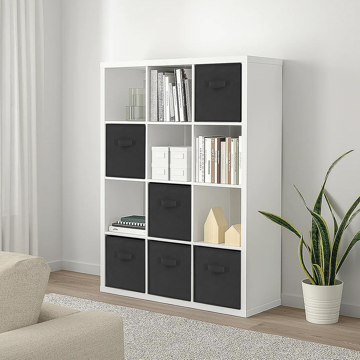 Criusia Large Storage Cubes, 13x13 Cube Storage Bins (Set of 10), Fabric Collapsible Storage Bins with Dual Handles, Foldable Cube Baskets for Shelf, Closet Organizers and Storage Box (Grey)