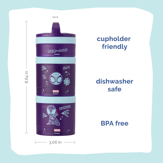 Whiskware Bluey Stackable Snack Containers for Babies, Toddlers, and Kids, 3 Stackable Snack Cups for School and Travel, Cupholder Friendly, Bluey and Bingo! Let’s Do This!