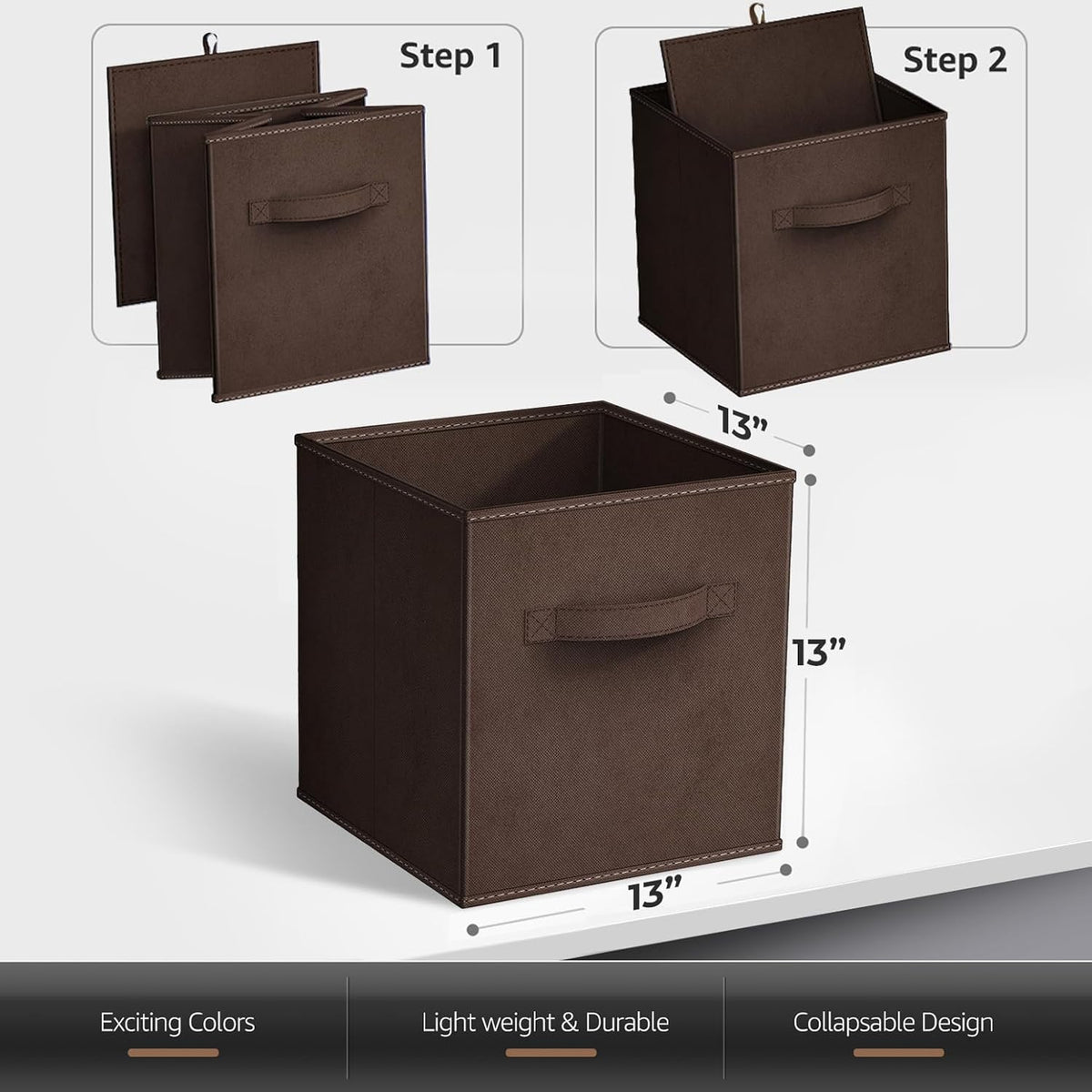 Sorbus Fabric Storage Cubes - 8 Foldable Storage Bins for Organizing Pantry, Cubbies, Toy Box - Clothes Storage & Closet Organizer - 11 Inch Collapsible Cube Baskets for Shelves with Handle