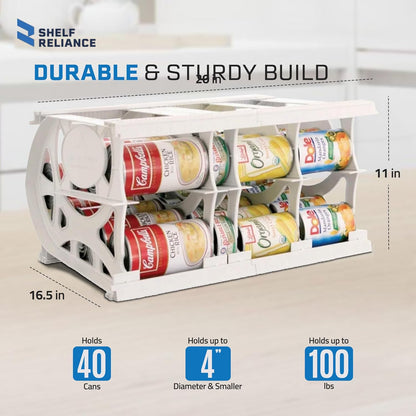 Shelf Reliance Cansolidator Pantry Plus - Can Organizer for Pantry, Stackable Soda Can Storage for Kitchen, Holds 60 Cans of Food or Soda