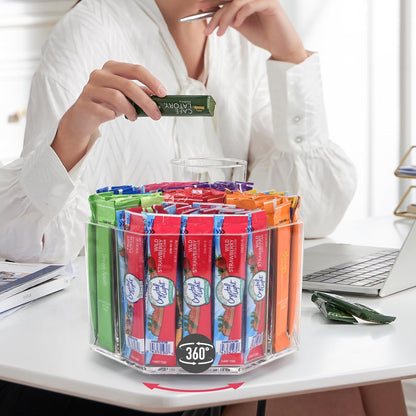 Drink Packet Organizer For Powdered Drink Mix,Powder Packet,Water Packet,Water Flavor Packet,Lazy Susan Organizer Rotating Holder for Drink Mix Necessities（Square）