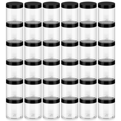Loretoy 36 Pack 2 OZ Plastic Jars with Lids, BPA Free, Reusable, Refillable Transparent Cosmetic Containers for Bath Salts, Cosmetics, Powders, Beauty Product and Small Accessories