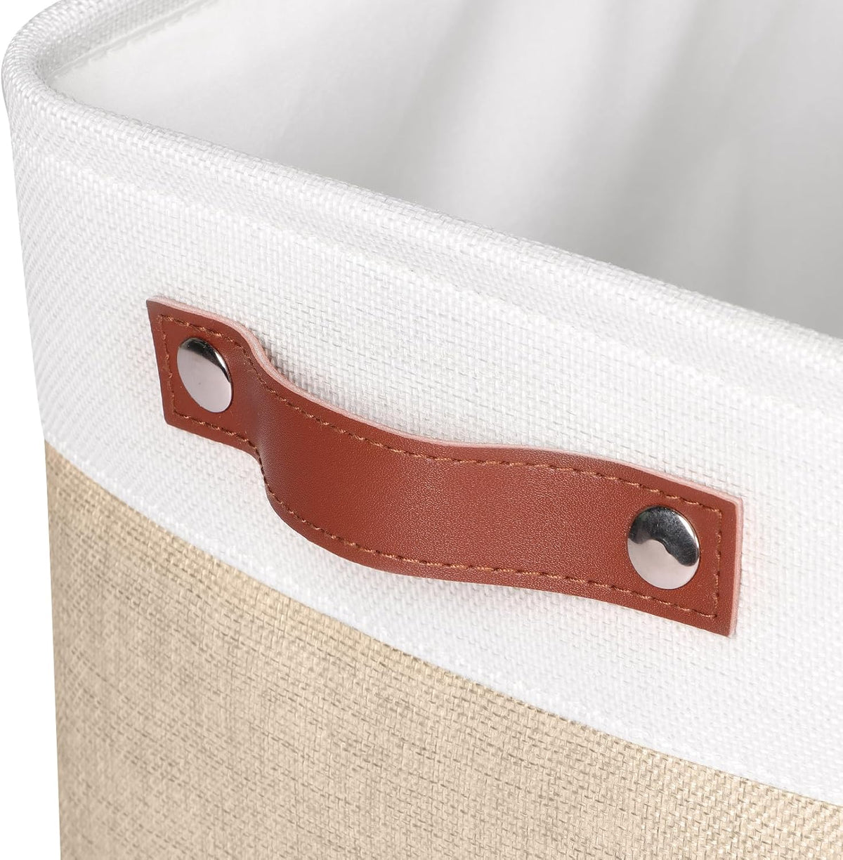 Univivi 4PC Small Fabric Storage Bins,15x6x5 inch Long Narrow Storage Baskets with PU Handles for Closet,Cabinet,Countertop Organizing Small Items (Gray,15x6x5 inch)