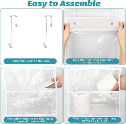 5-Shelf Over The Door Pantry Organizer with Clear Pockets, Heavy Duty Hanging Storage for Closet, Bedroom, Bathroom, and Nursery (Black, Holds up to 28 lbs)
