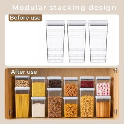 UFORU Food Storage Containers with Twist-lock Lids,2.6Qt 2Pcs Airtight Food Storage Containers, BPA-Free Stackable Kitchen Pantry Organizers and Storage, Rotary Opening Flour and Sugar Container Sets