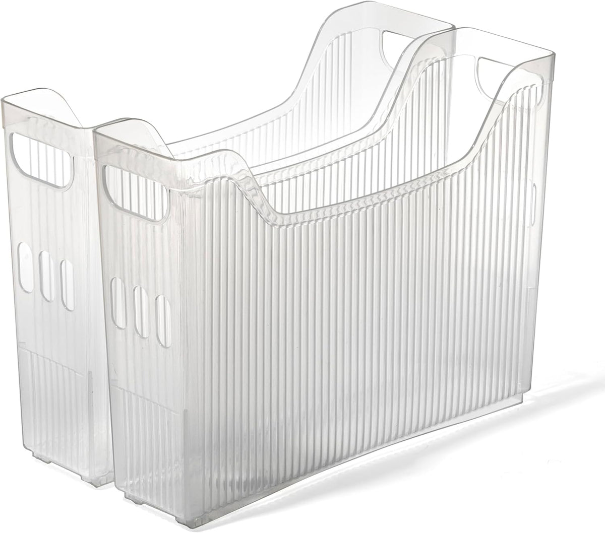 BINO | Plastic Storage Bins, Narrow - 2 Pack | THE CANYON COLLECTION | Clear Storage Bins for Organization | Clear Containers for Pantry | Fridge & Freezer Organizer Bin | Cabinet & Pantry Organizers