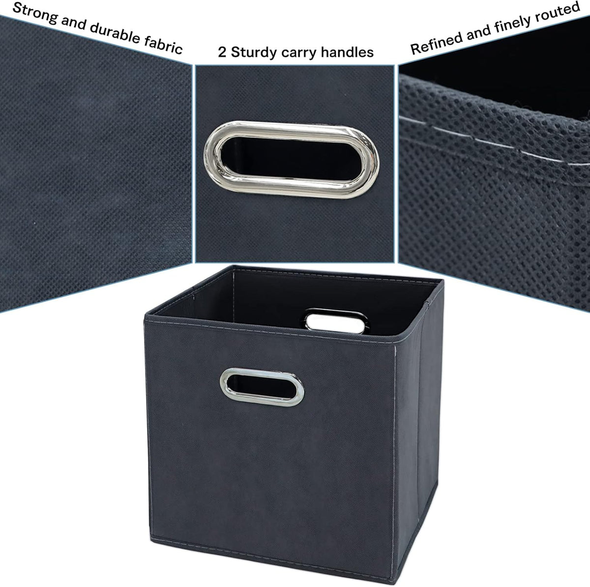 Black Fabric Cubby Storage Bins，13x13x13 Inches ，Cube Organizer Bin Foldable Storage Boxes with Dual Handles Fabric Organizer Box and collapsible Storage basket，Set of 3 ，Black